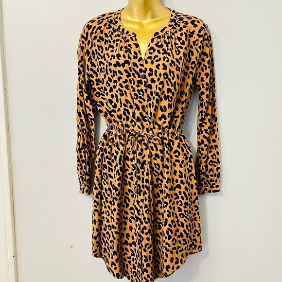 Rails Jaguar Leopard Print Long Sleeve Mini Dress XS Fall Brunch Chic - Picture 3 of 11